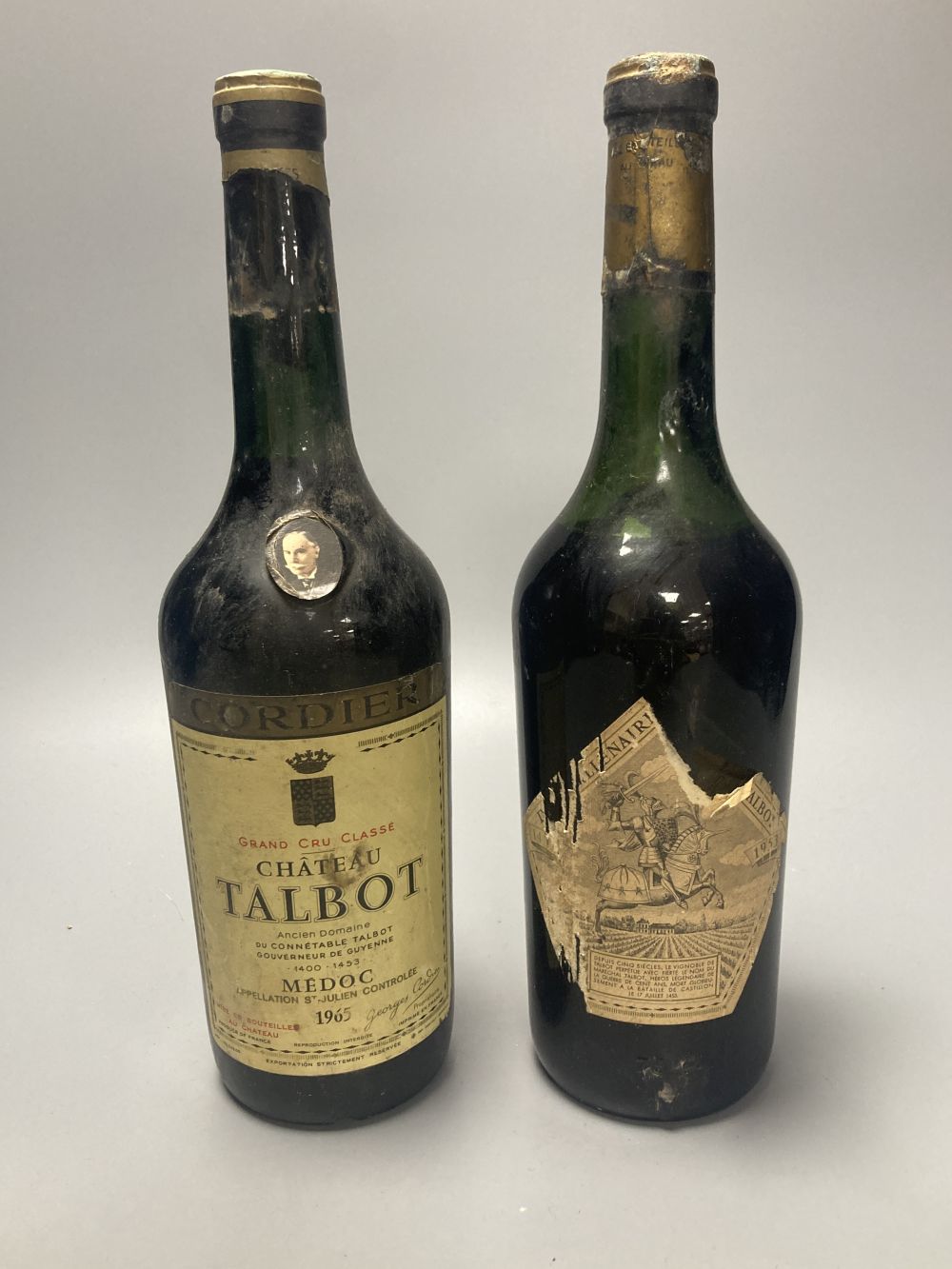 Two bottles of Chateau Talbot, 1953 and 1965